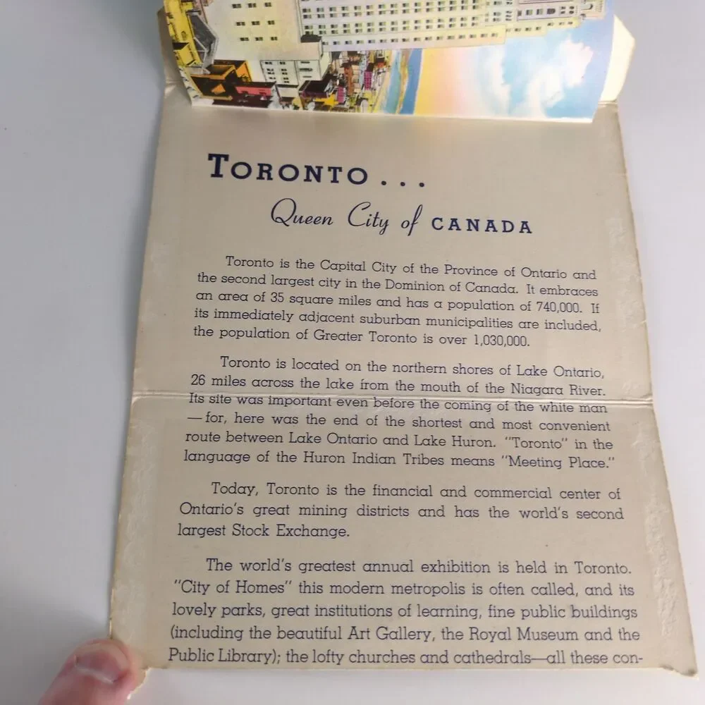 Toronto Ontario Canada 1940s Fold-Out‎ Postcards Buildings Night Community City